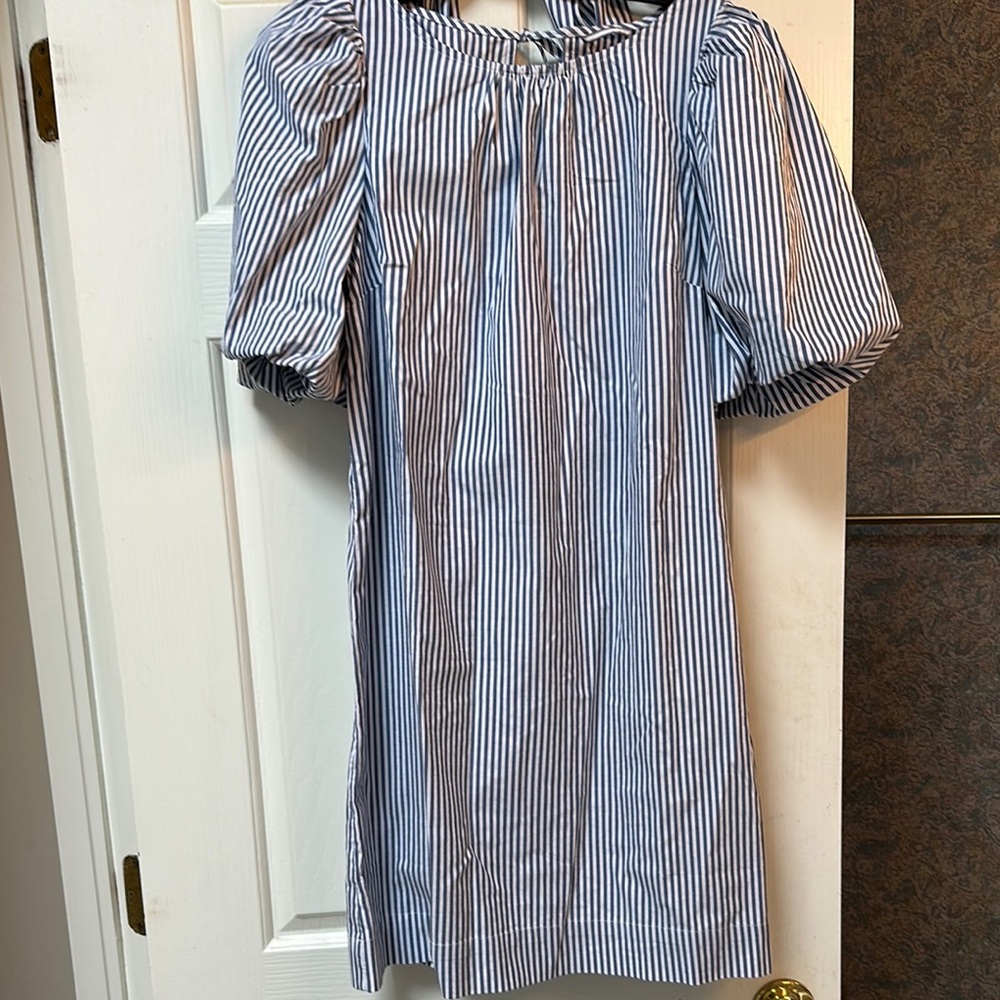 Blue and White Striped Dress